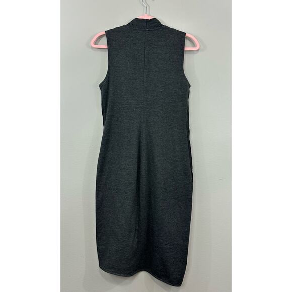 Athleta Gray Duet Faux Wrap Sleeveless Draped Asymmetrical Stretchy Dress Sz S - Picture 4 of 10